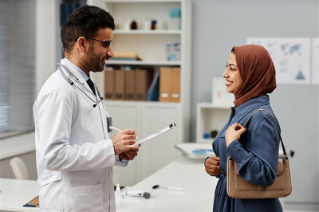 Doctor talking to patient