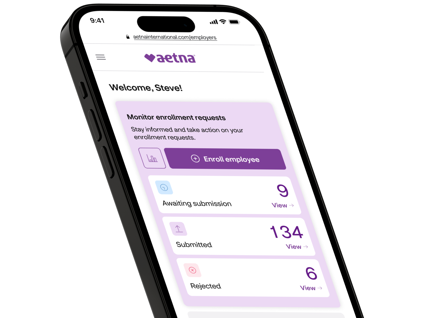 A phone displaying member enrollment requests from the employer portal.