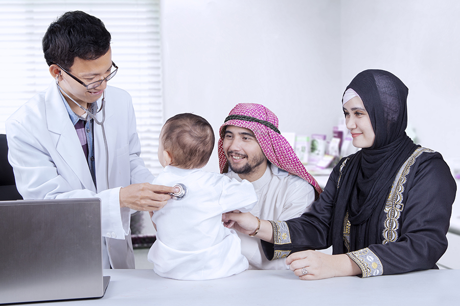 Family in doctor office