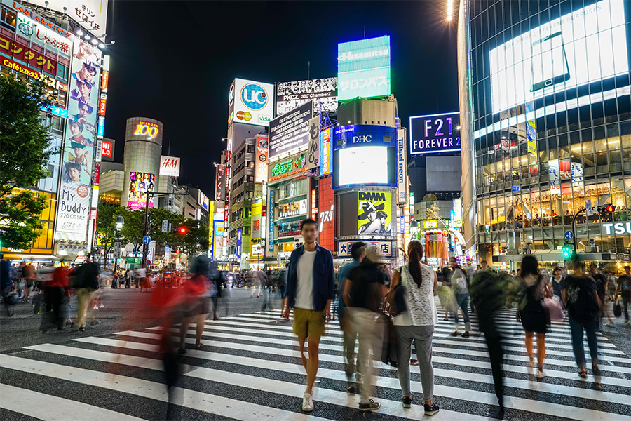People walking in streets of Japan