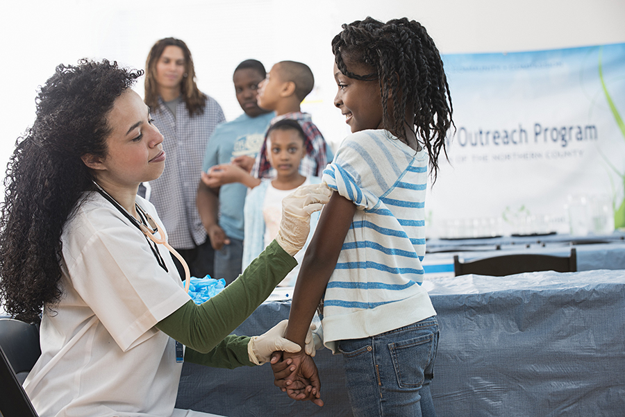 Children getting vaccination
